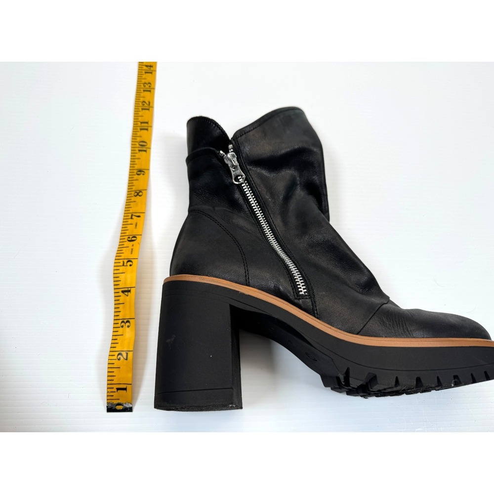Free people‎ Jack Zip Ankle Boots Women 40 US 9-9.5 EUC Leather Block Heel Black - Picture 7 of 12